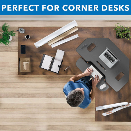 Black Desk Converters - Corner Sit Stand Desk Converter - Mount-It! - MI-7958A