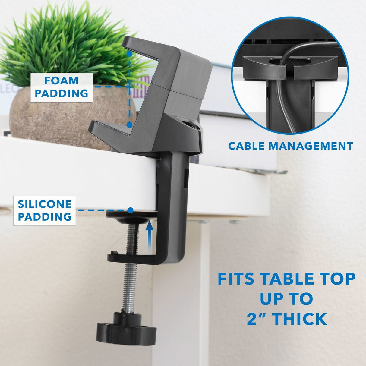 Black Cable Management - Desktop Power Strip - Mount-It! - MI-7281B