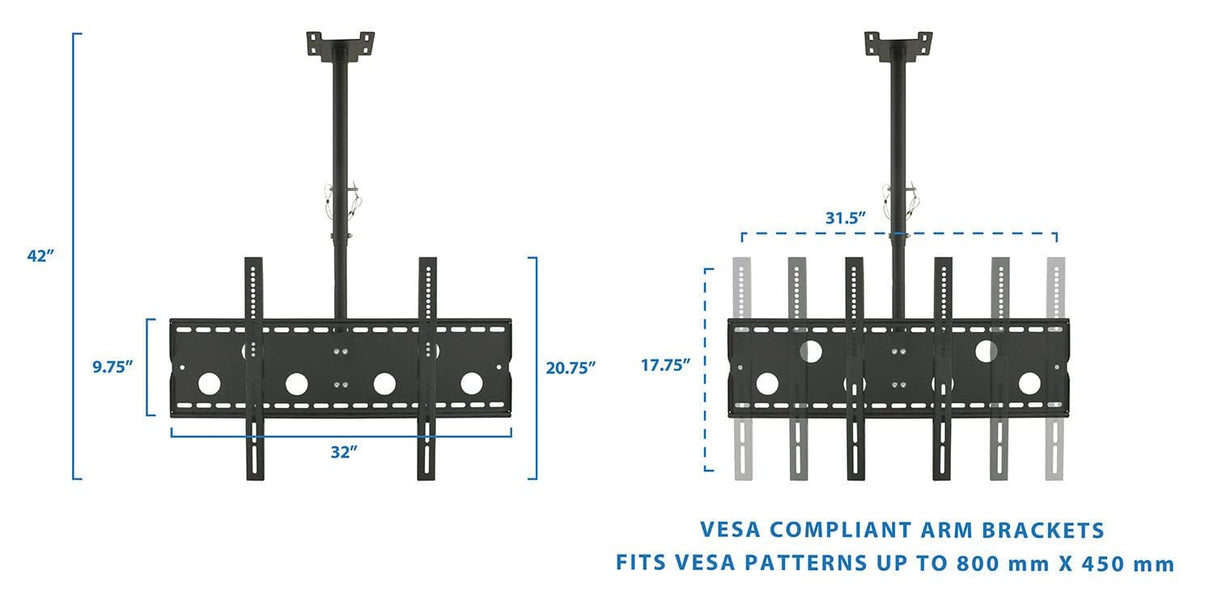 Black TV Mount - Dual Front & Back TV Ceiling Mount - Mount-It! - MI-502B