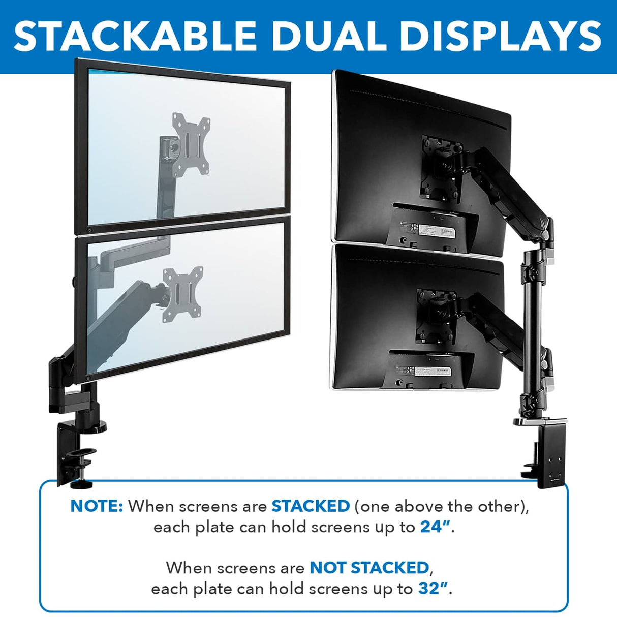 Black Monitor Mount - Dual Monitor Desk Mount - Mount-It! - MI-4762