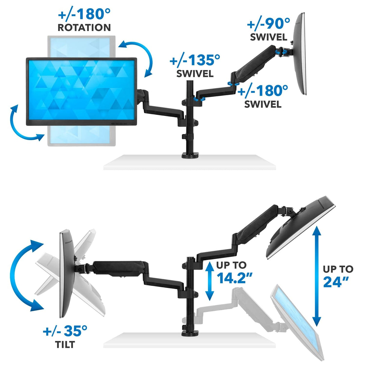 Black Monitor Mount - Dual Monitor Desk Mount - Mount-It! - MI-4762