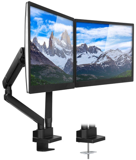 Black Monitor Mount - Dual Monitor Desk Mount With Mechanical Springs - Mount-It! - MI-2672