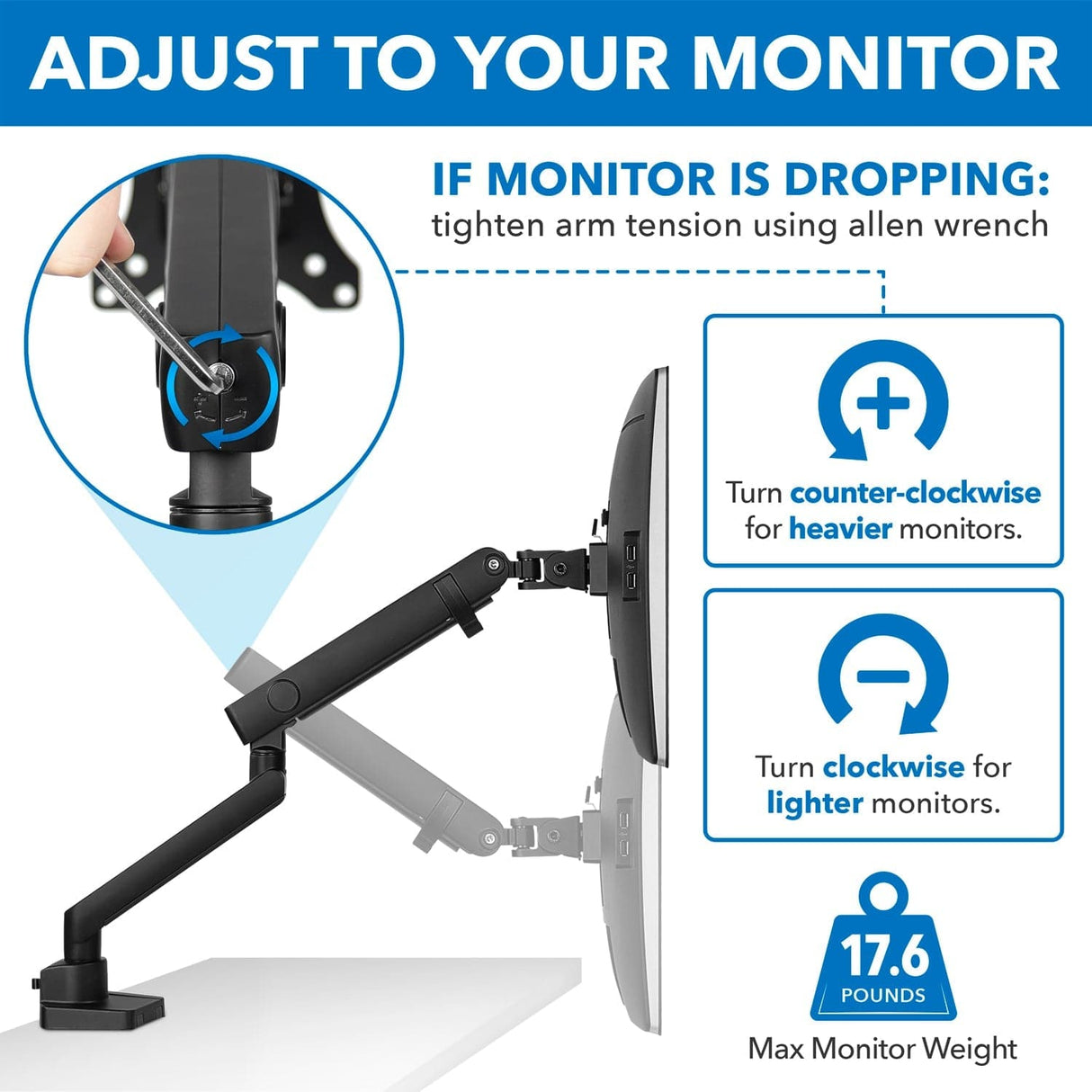 Black Monitor Mount - Dual Monitor Desk Mount With Mechanical Springs - Mount-It! - MI-2672