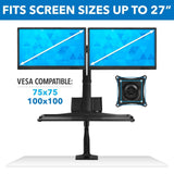 Black Desk Converters - Dual Monitor Sit Stand Desk Mount with USB 3.0 Ports - Mount-It! - MI-7984