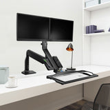 Black Desk Converters - Dual Monitor Sit Stand Desk Mount with USB 3.0 Ports - Mount-It! - MI-7984