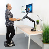 Black Desk Converters - Dual Monitor Sit Stand Desk Mount with USB 3.0 Ports - Mount-It! - MI-7984