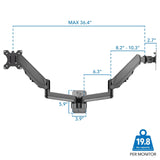 Black Monitor Mount - Dual Monitor Wall Mount - Mount-It! - MI-1766B