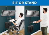 Black Wall Mounted Desk - Dual Monitor Wall Mount Workstation - Mount-It! - MI-7992