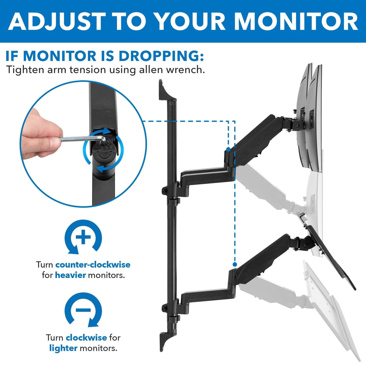 Black Wall Mounted Desk - Dual Monitor Wall Mount Workstation - Mount-It! - MI-7992