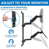 Black Wall Mounted Desk - Dual Monitor Wall Mount Workstation - Mount-It! - MI-7992