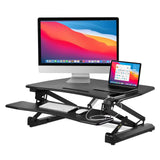 Black Desk Converters - Electric Desk Converter with Built-In USB Port - Mount-It! - MI-7927E