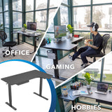 Black Standing Desk - Electric Height Adjustable L Shaped Standing Desk - Mount-It! - MI-15002