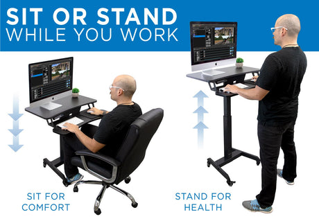 Black Mobile Standing Desk - Electric Mobile Standing Desk - Mount-It! - MI-7982