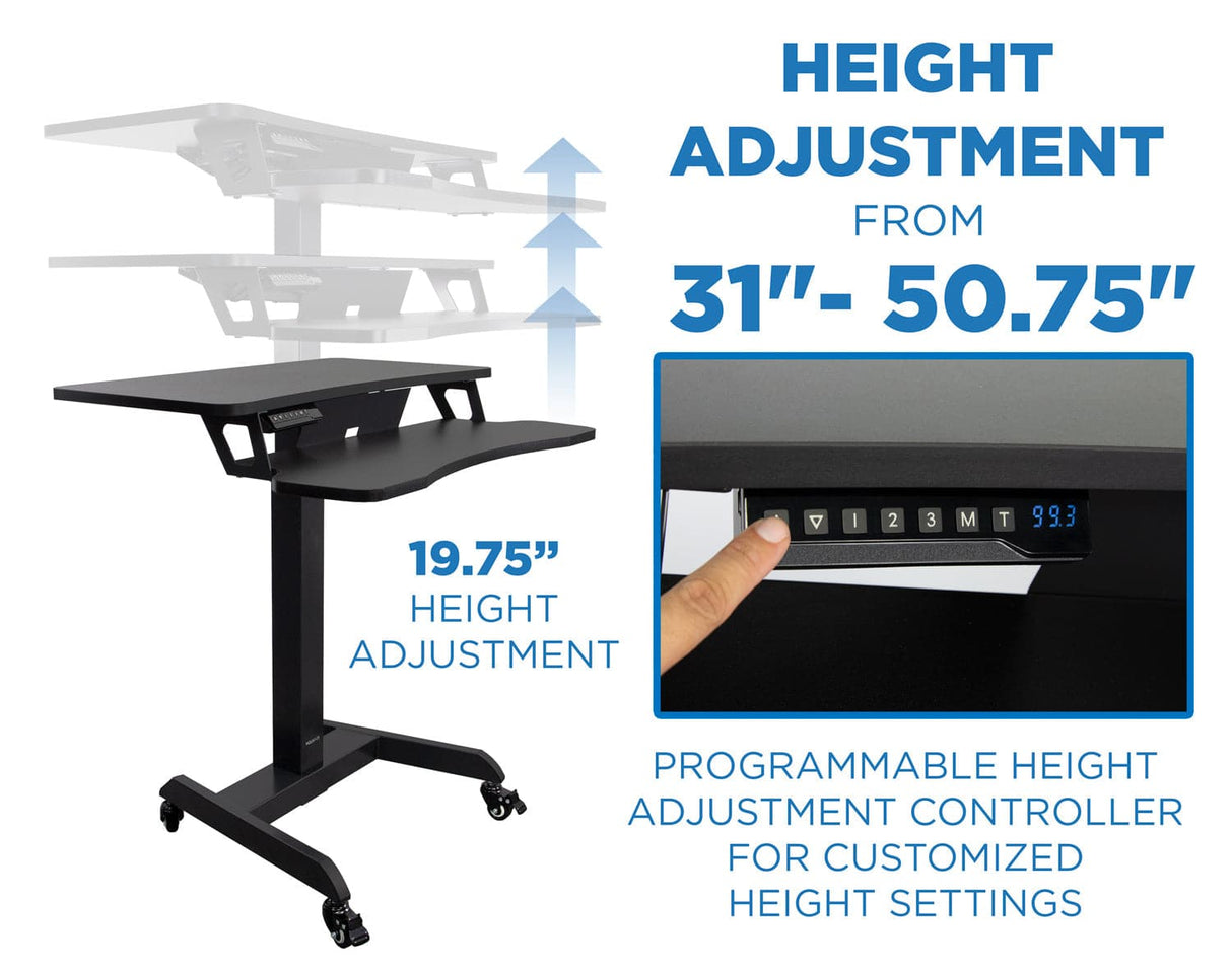 Black Mobile Standing Desk - Electric Mobile Standing Desk - Mount-It! - MI-7982