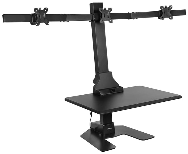 Black Desk Converters - Electric Standing Desk Converter for 3 Monitors - Mount-It! - MI-7983