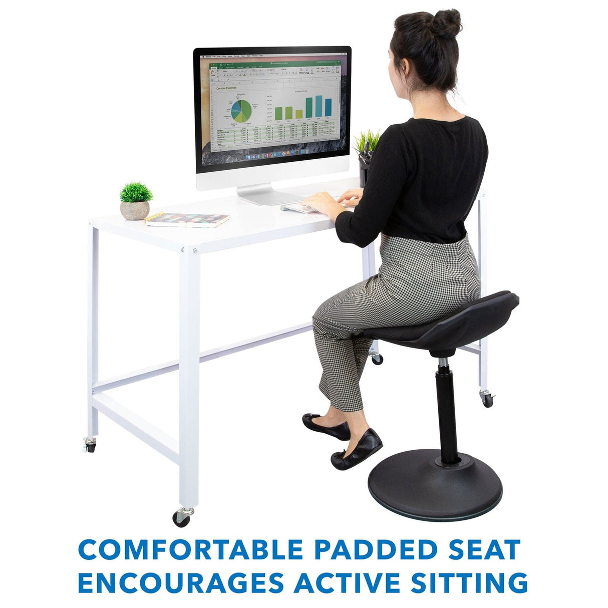 Black Desk Accessories - Ergonomic Sit Stand Stool - Mount-It! - MI-931