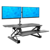 Black Desk Converters - Extra Wide Sit-Stand Desk Converter with Dual Monitor Mount - Mount-It! - MI-8052