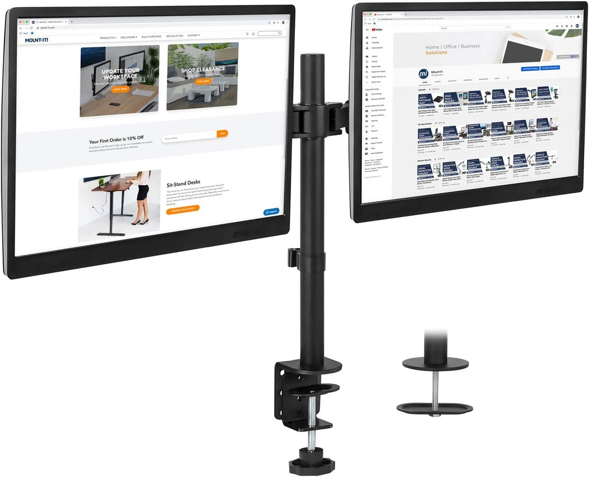 Black Monitor Mount - Full Motion Dual Monitor Desk Mount, Fits 32" Monitors - Mount-It! - MI-2752L