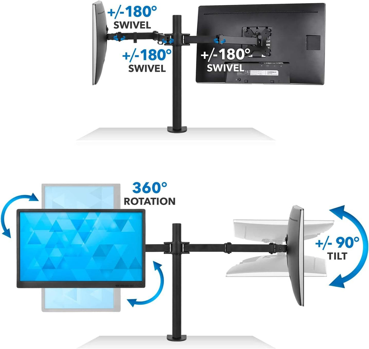 Black Monitor Mount - Full Motion Dual Monitor Desk Mount, Fits 32" Monitors - Mount-It! - MI-2752L