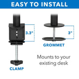 Black Monitor Mount - Full Motion Dual Monitor Desk Mount - Mount-It! - MI-2752