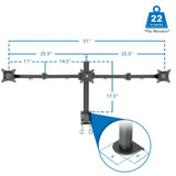 Black Monitor Mount - Full Motion Triple Monitor Desk Mount - Mount-It! - MI-753