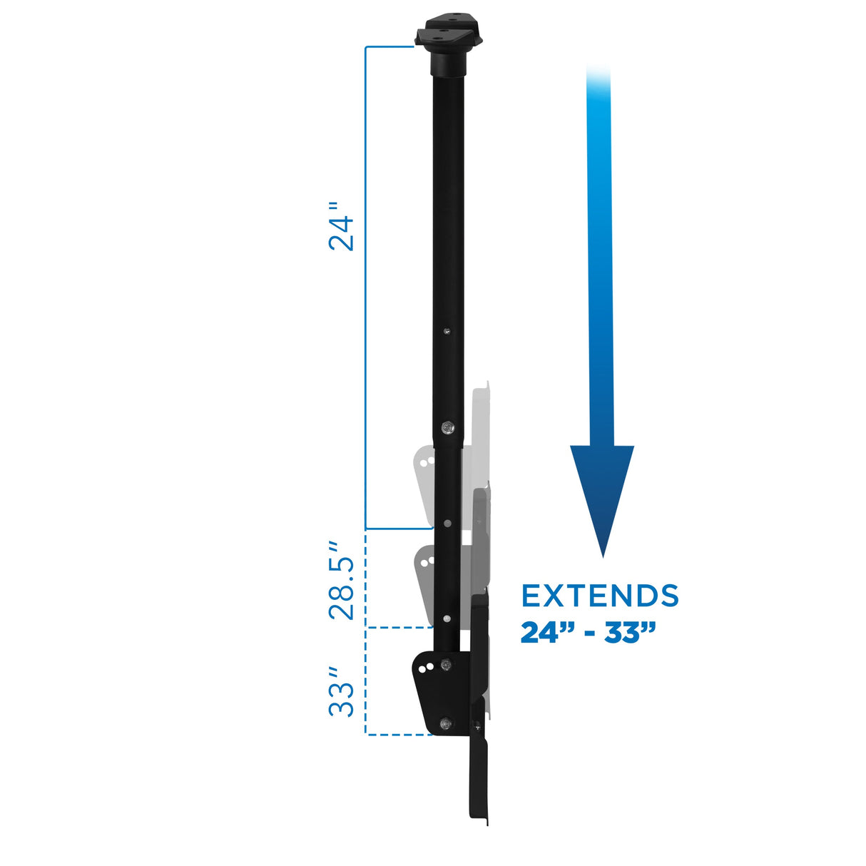 Black TV Mount - Full-Motion TV Ceiling Mount 42-90” Screens - Mount-It! - MI-501L