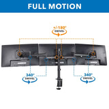 Black Monitor Mount - Fully Adjustable Triple Computer Monitor Mount - Mount-It! - MI-1753