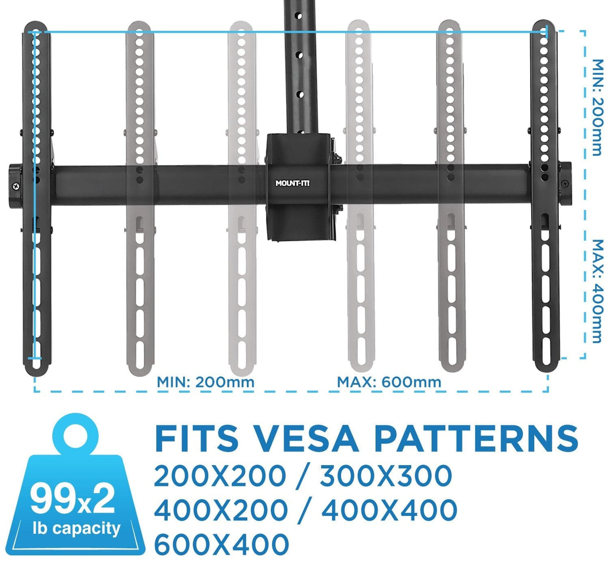 Black TV Mount - Heavy Duty Dual TV Ceiling Mount - Mount-It! - MI-510