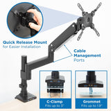 Black Monitor Mount - Heavy Duty Monitor Desk Mount w/ USB & Multimedia Ports - Mount-It! - MI-4771