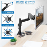 Black Monitor Mount - Heavy Duty Monitor Desk Mount w/ USB & Multimedia Ports - Mount-It! - MI-4771