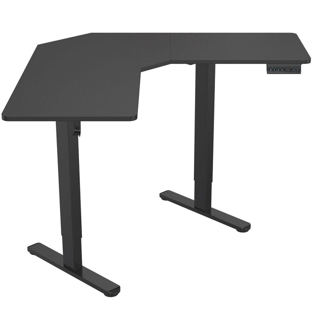 Black Standing Desk - Height Adjustable Corner Sit-Stand Desk - Mount-It! - MI-15003