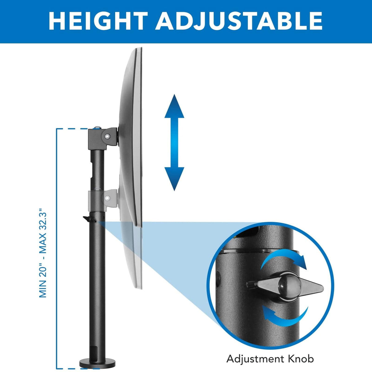 Black Monitor Mount - Height Adjustable Point of Sale (POS) Monitor Mount - Mount-It! - MI-3796