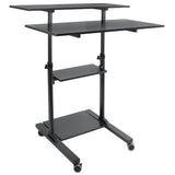 Black Mobile Standing Desk - Height Adjustable Rolling Stand up Desk - Mount-It! - MI-7970B