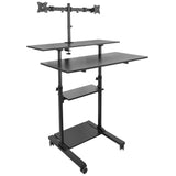 Black Mobile Standing Desk - Height Adjustable Rolling Stand up Desk - Mount-It! - MI-7972B