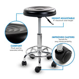 Black Desk Accessories - Height Adjustable Stool with Wheels - Mount-It! - MI-930