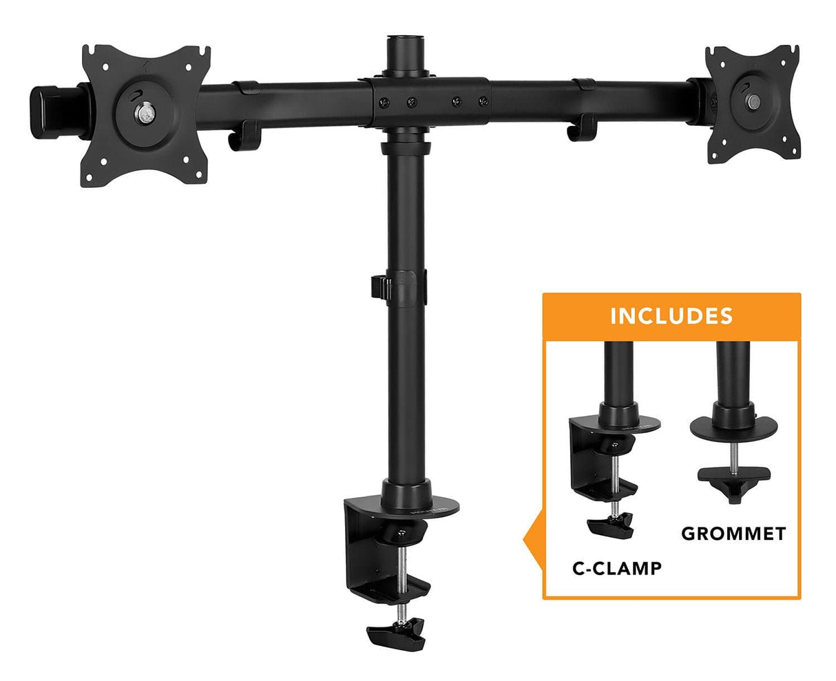 Black Monitor Mount - Low Profile Dual Monitor Desk Mount - Mount-It! - MI-2772