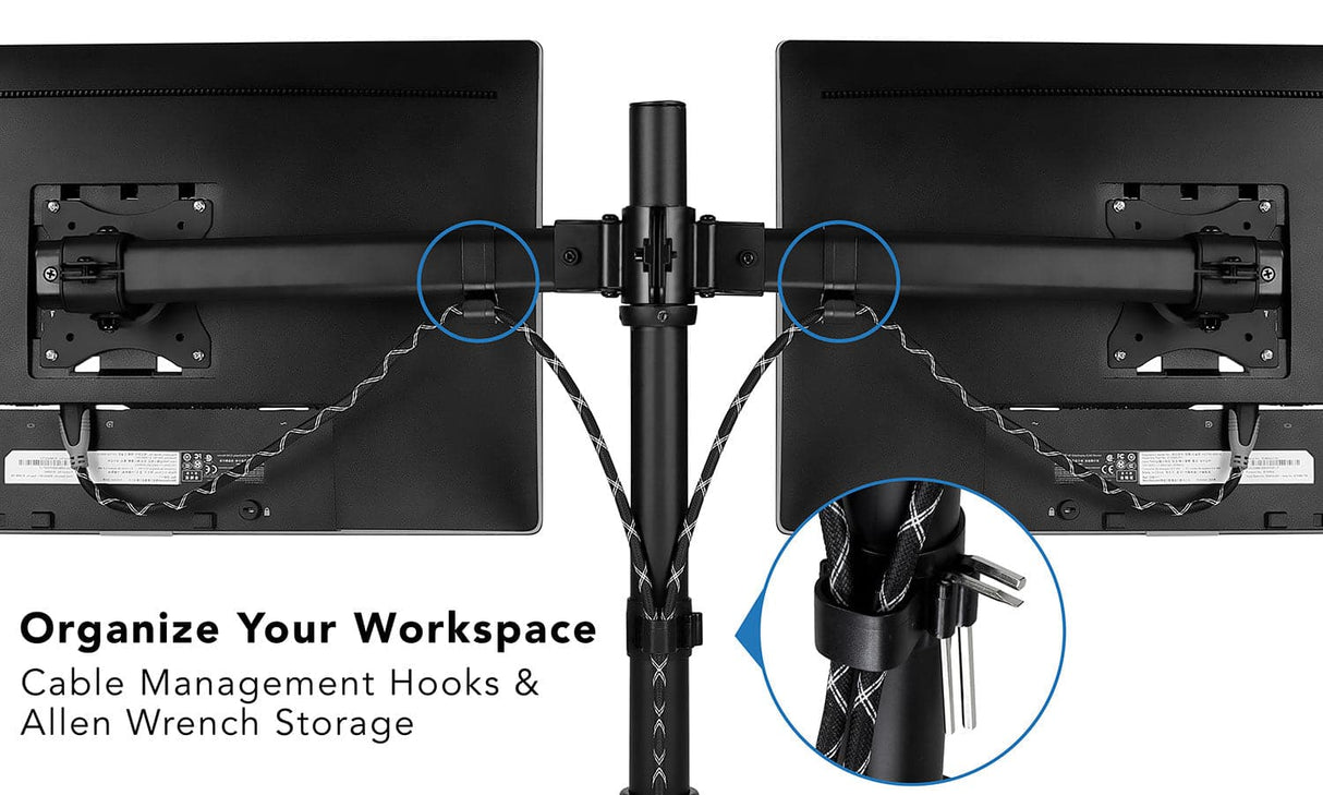 Black Monitor Mount - Low Profile Dual Monitor Desk Mount - Mount-It! - MI-2772