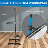 Black Mobile Standing Desk - Mobile Cart With Monitor Mount & CPU Holder - Mount-It! - MI-7948