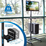 Black Mobile Standing Desk - Mobile Cart With Monitor Mount & CPU Holder - Mount-It! - MI-7948