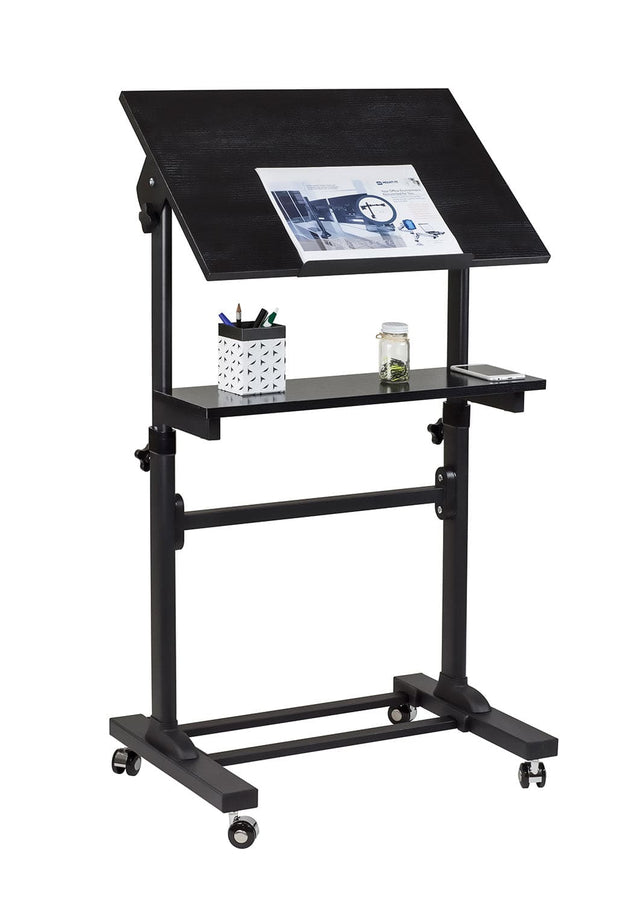 Black Mobile Standing Desk - Mobile Lectern Stand Up Desk - Mount-It! - MI-7941