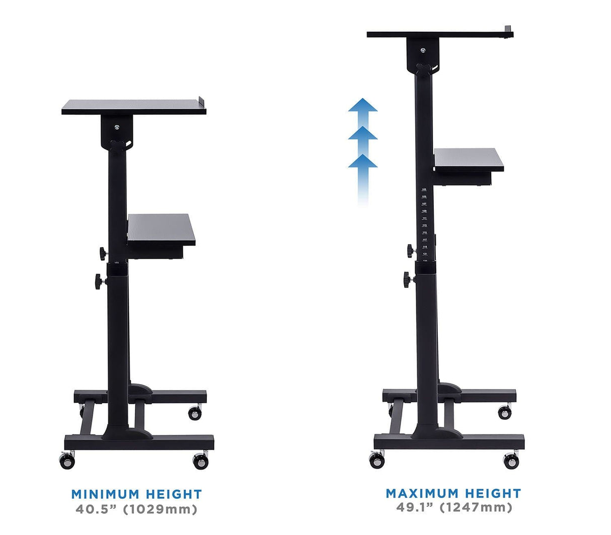 Black Mobile Standing Desk - Mobile Lectern Stand Up Desk - Mount-It! - MI-7941