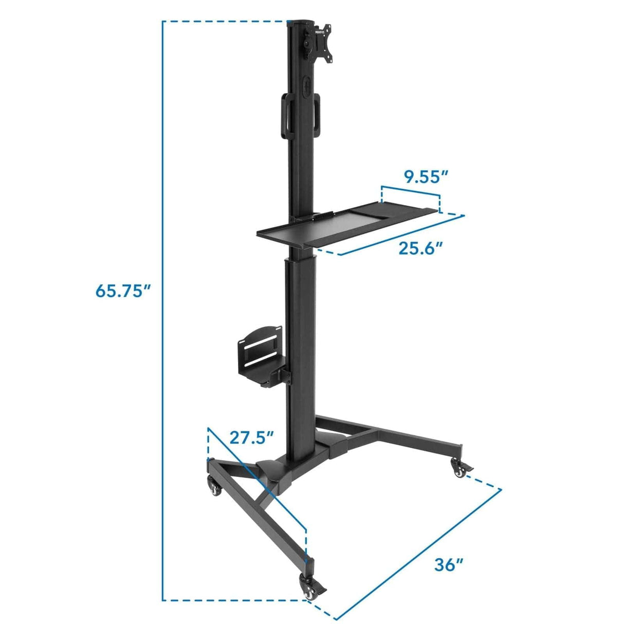 Black Mobile Standing Desk - Mobile PC Workstation - Mount-It! - MI-7985