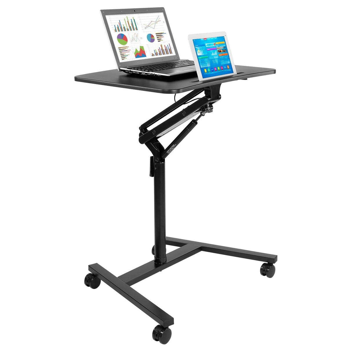 Black Mobile Standing Desk - Mobile Standing Desk w/ Locking Wheels - Mount-It! - MI-7969