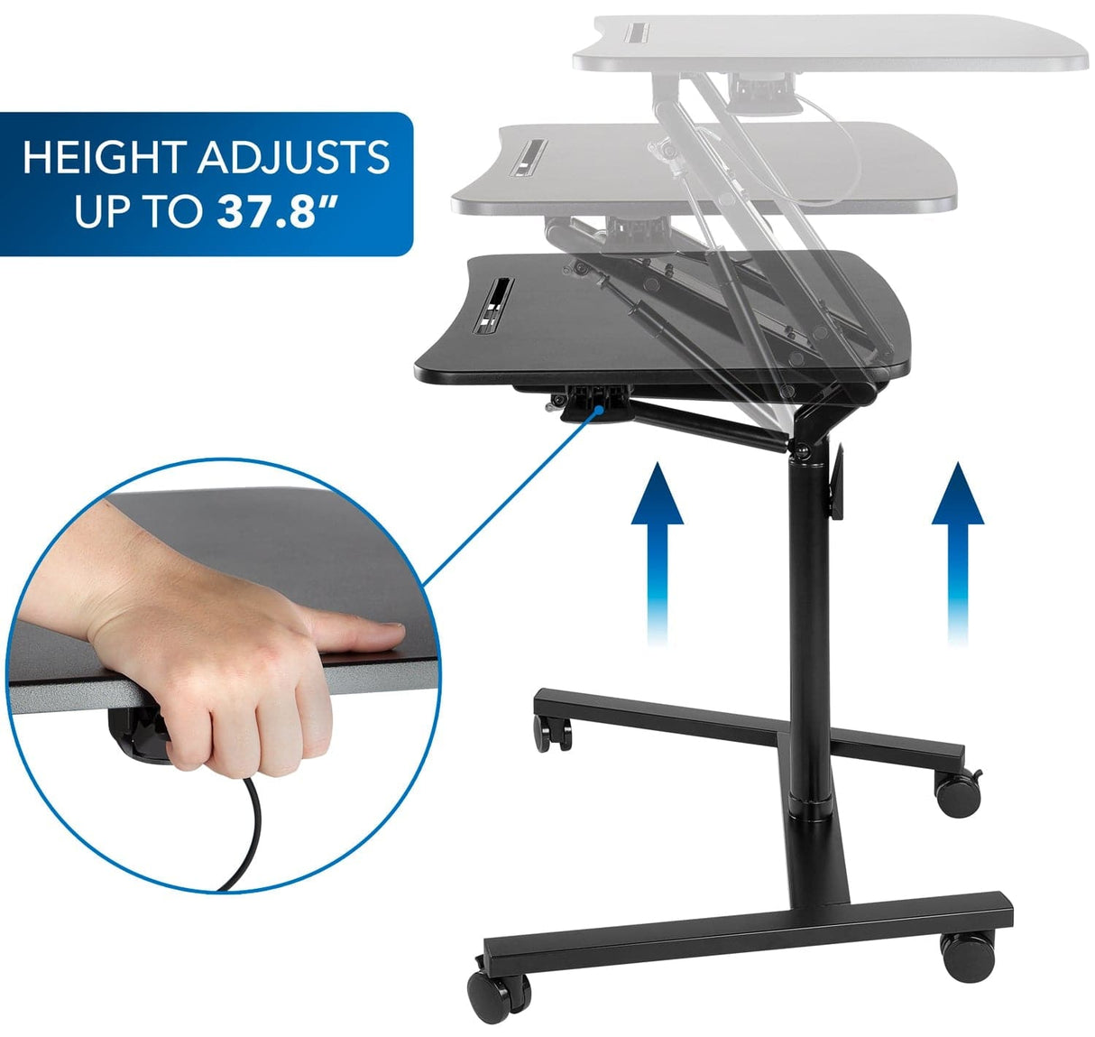 Black Mobile Standing Desk - Mobile Standing Desk w/ Locking Wheels - Mount-It! - MI-7969