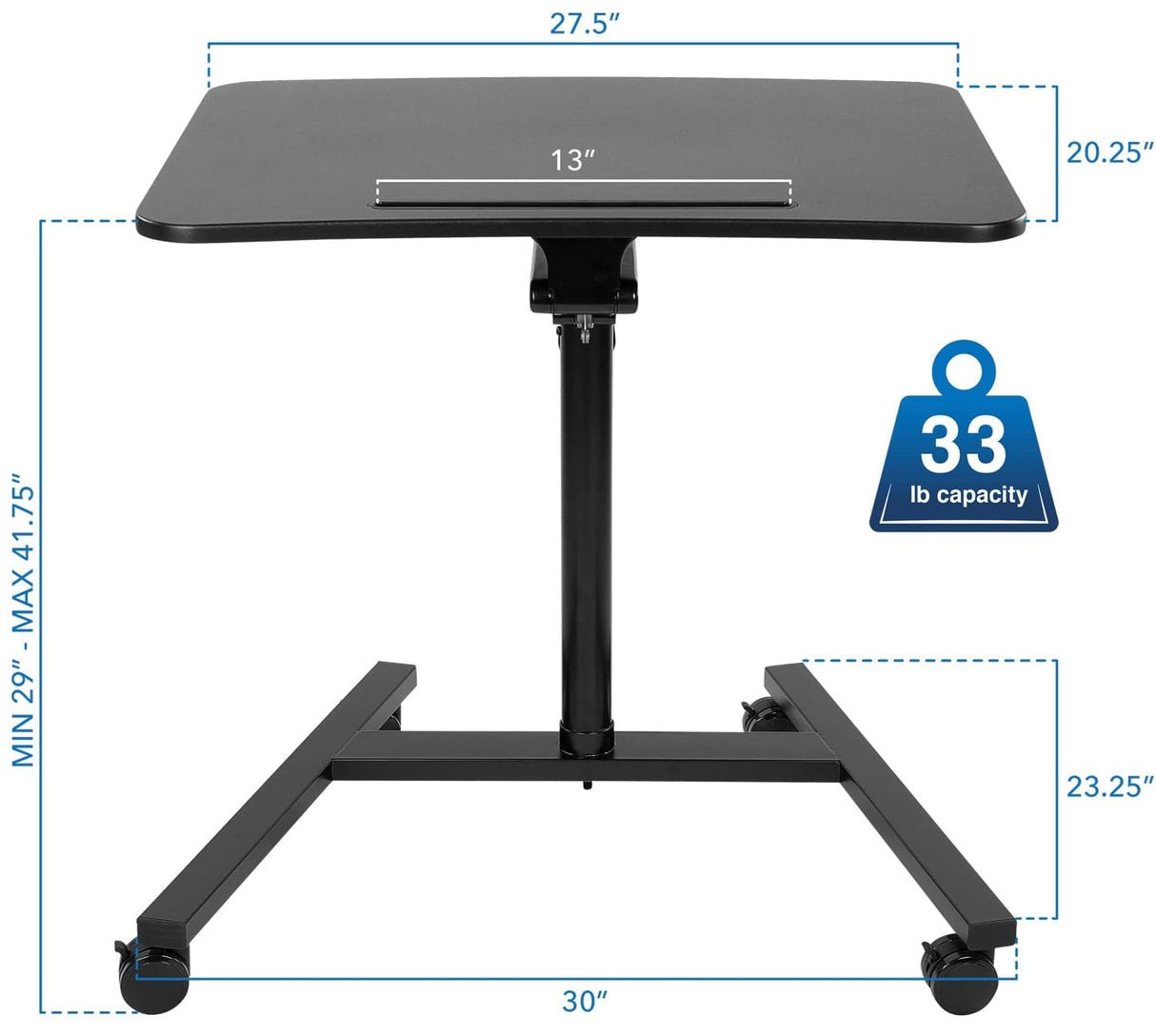 Black Mobile Standing Desk - Mobile Standing Desk w/ Locking Wheels - Mount-It! - MI-7969