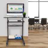 Black Mobile Standing Desk - Mobile Standing Desk with Retractable Keyboard - Mount-It! - MI-7998B