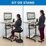 Black Mobile Standing Desk - Mobile Standing Desk with Retractable Keyboard - Mount-It! - MI-7998B