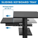 Black Mobile Standing Desk - Mobile Standing Desk with Retractable Keyboard - Mount-It! - MI-7998B