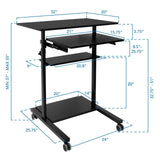 Black Mobile Standing Desk - Mobile Standing Desk with Retractable Keyboard - Mount-It! - MI-7998B