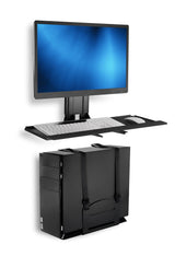 Black Wall Mounted Desk - Monitor and Keyboard Wall Mount with CPU Holder - Mount-It! - MI-7919